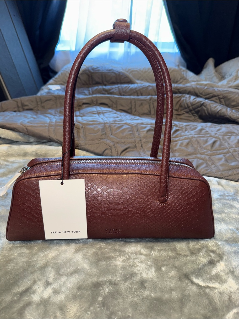Freja New York Mercer Berry Croc Bag - Picture 2 of 7